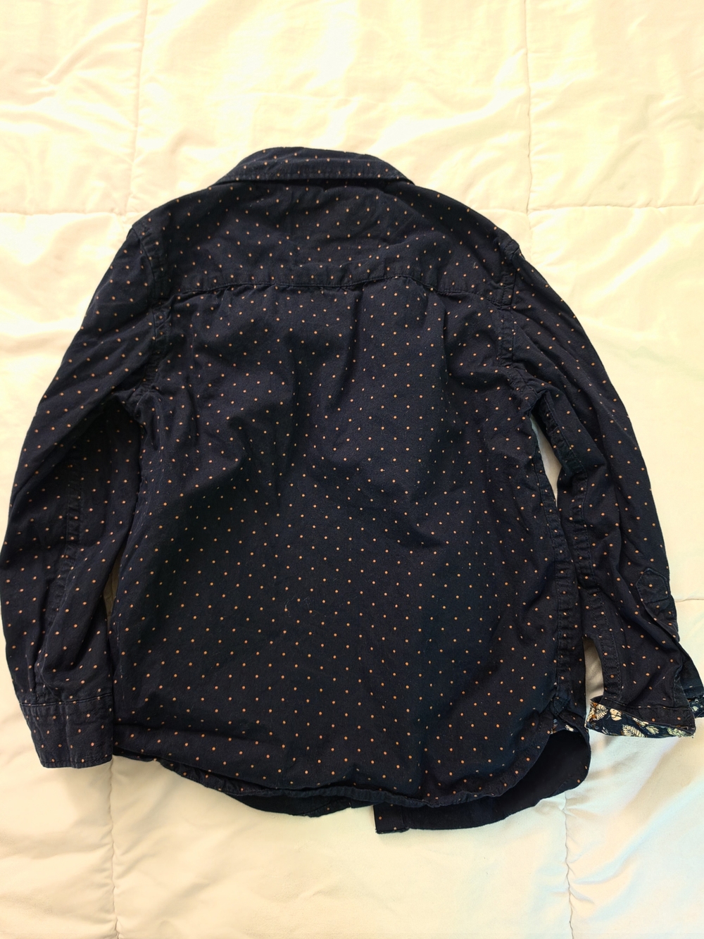 Denim & Flower Navy Button-Down Shirt with Small Dot Print - Picture 6 of 7